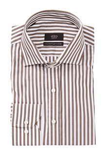 Camasi Alara Slim Stripe Dress Shirt BROWN STRIPE EURO COLLAR | mycloset.ro
